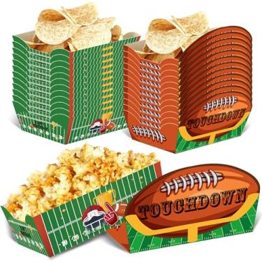 Imagem de Bandejas de papel descartáveis para alimentos de futebol, 24 peças, artigos de festa de futebol, bandejas de nacho para decorações de festa de aniversário de futebol super touchdown