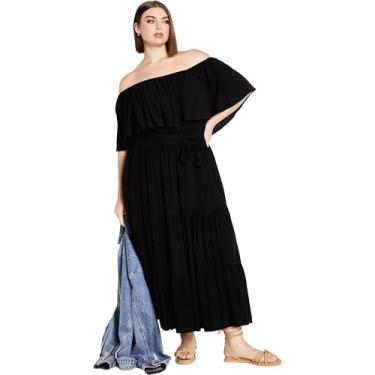 Imagem de City Chic Vestido longo liso Boardwalk feminino, Preto, 25 Plus Size