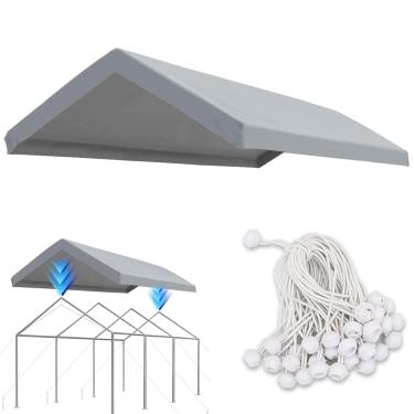 Imagem de TGEHAP Cobertura de dossel de substituição de garagem de 25 x 50 cm para garagem moldura de garagem superior lona abrigo tenda festa resistente (apenas capa superior, moldura não incluída) (cinza, 25