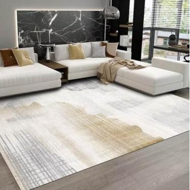 Imagem de Tapete de decoração de sala de estar moderna, abstrato, cinza, grande, área, sofá, cadeira, lateral, tapete, antiderrapante, lavável, quarto, piso, carpetes, flanela, 6,80 x 120 cm, 31,5 x 47,2 p