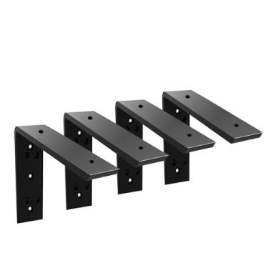 Imagem de Walwe Suporte De Bancada, Pacote Com 4 Unidades, 6", Resistente, 3/8" De Espessura, Suporte De Bancada Em Granito Preto, 6" X 6" X 2,5" De Prateleira, Suporte Em L, Corbels De Lareira Para Bancadas De