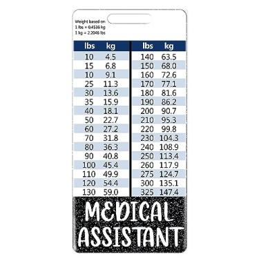 Imagem de Plifal Porta-cartão de assistente médico acessórios de enfermagem preto vertical identificação nome identificação enfermeira presentes de trabalho W altura e peso tabelas de conversão