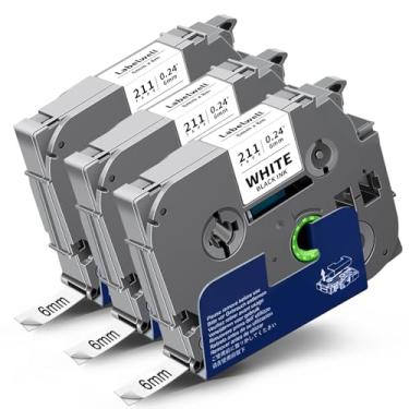 Imagem de Labelwell 6 mm 0,23 polegadas branco laminado compatível com Brother P Touch TZe-211 TZe211 TZ refis de fita para Brother P Touch PT-H110 D200 D210 D220 D400 etiquetadora (preto sobre branco, pacote