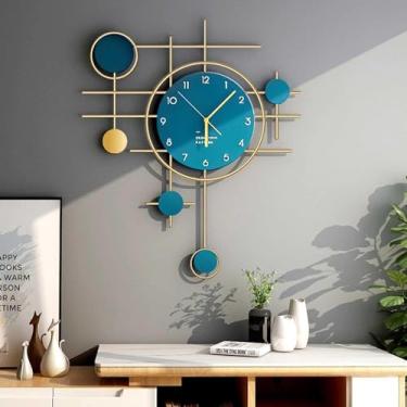 Imagem de Relógio de parede decorativo para decoração de sala de estar, relógios de parede grandes modernos com pêndulo operado por bateria para quarto, cozinha, escritório