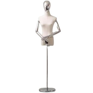 Imagem de Multiuso Manequim de janela manequim de plástico corpo meio corpo manequim feminino com suporte destacável de metal altura ajustável para roupas Janela