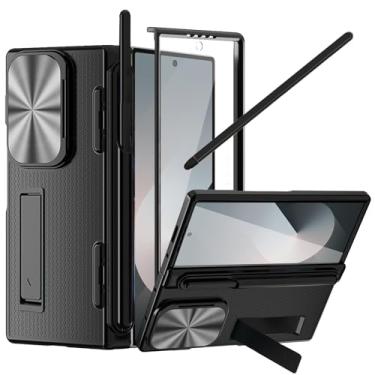Imagem de YQODSZ Capa para Samsung Galaxy Z Fold 6 com capa para câmera, capa de celular Z Fold 6 com suporte para caneta S e Stylus fina embutida protetor de tela protetor de dobradiça com suporte para Z Fold