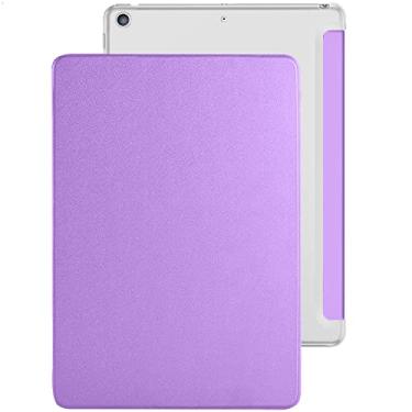 Imagem de DuraSafe Cases Capa traseira rígida para iPad Mini 7,9 polegadas 5ª geração [Mini 5ª geração 2019] A2133 A2124 A2126 MUXH2LL/A MUXF2LL/A MUXG2LL/A com três dobras em couro PU leve e inteligente - roxa