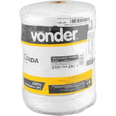 Imagem de Corda Multifilamento Trançada 6,0mm 4,0kg 191 Metros Branca - Vonder