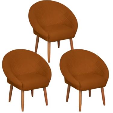 Imagem de Kit 3 Poltronas Decorativa para Sala de Estar Luxo MOBLAN decor (Terracota)