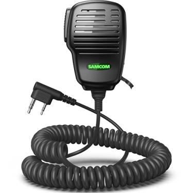 Imagem de SAMCOM Microfone de alto-falante de ombro IP67 à prova d'água de 2 pinos para rádio bidirecional, microfone de lapela com cabeça K Upgrade 2025 compatível com Baofeng (UV-5R), Kenwood, Walkie Talkies