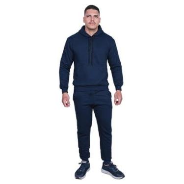 Imagem de Conjunto Moletom Canguru E Calça Masculina Inverno Frio Básico Liso-Masculino