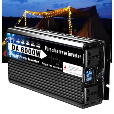 Imagem de Inversor de onda senoidal pura, 6000W 12V/24V/48V/60V/72V a 110V/220V 50Hz/60Hz DC para CA TOLTAGE Transformer Power Converters Solar Inversters com 2 pontos de venda,48V to 110V
