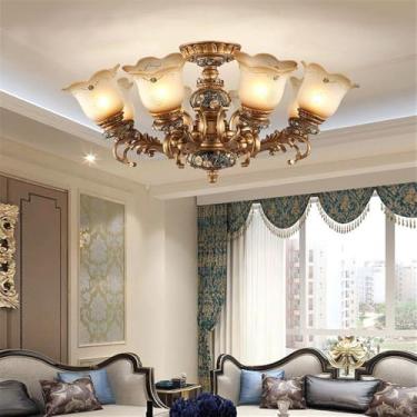 Imagem de Europeu Luxo Sala de Estar Lâmpada Pendente Americano Retro Restaurante Quarto Villa Hotel Roupa Salão de Beleza Café Lustre (B B 8 luzes)