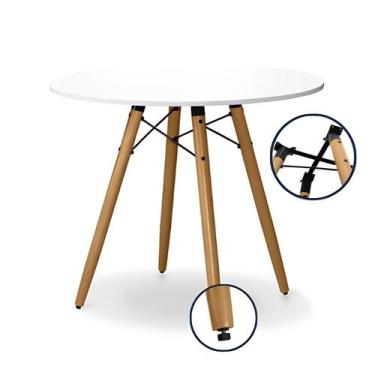 Imagem de Mesa De Jantar Redonda Industrial 90 cm Fixação de Metal e Pés Regulav