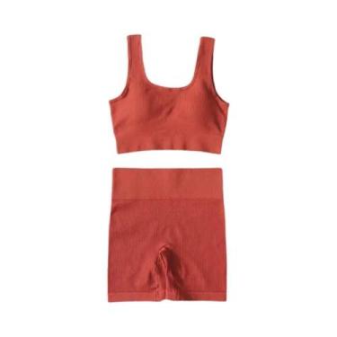 Imagem de Feminino Sexy Sem Costura Conjunto De Yoga Ginásio Wear 2 Pçs Treino C