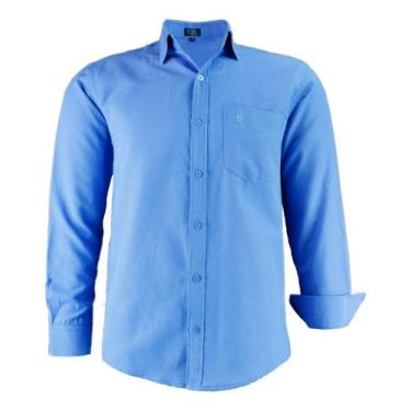 Imagem de Camisa Masculina Social Lbl Manga Longa Tecido Misto 3006, Azul, 4