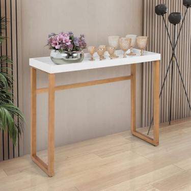 Imagem de Aparador Gourmet Slim Pés em Madeira c/Bandeija MDF para Salas Cozinhas Hall De Entrada Cantinho do Café - Branco