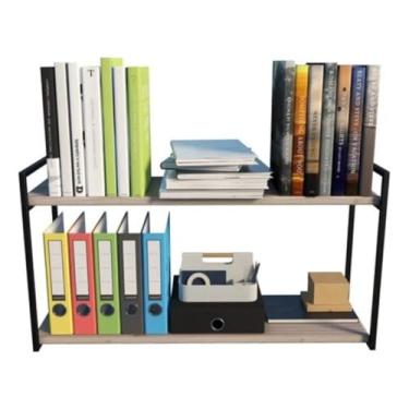 Imagem de Prateria Industrial Multifuncional Para Casa 80x20cm Suporte de Metalon Preto