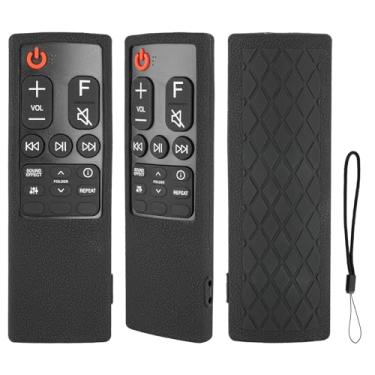Imagem de Capa de controle remoto de silicone compatível com LG AKB75595331 AKB75595321 AKB75595401 Soundbar Remote Capa protetora à prova de choque com cordão (preto)