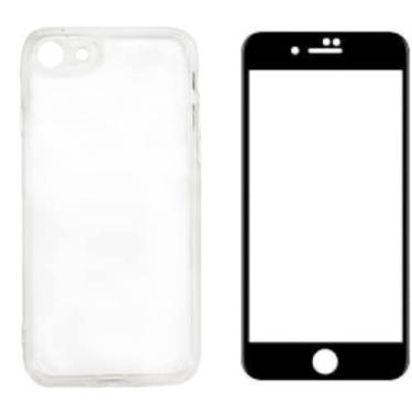 Imagem de Capa Capinha Acrílica Para iPhone 8 + Película Vidro 3D Preto