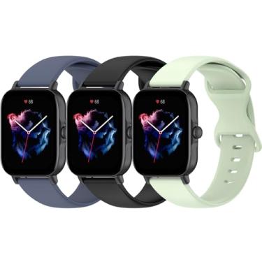 Imagem de QIEMUTER Pacote com 3 pulseiras de silicone compatíveis com Amazfit Active/GTS 4 / GTS 4 Mini/GTR Mini/GTS 3 / GTS 2, pulseira esportiva macia de liberação rápida de 20 mm para Amazfit Bip 3/Bip 3
