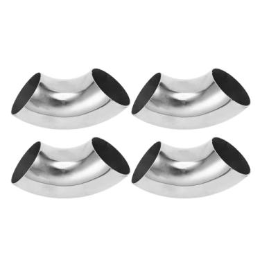 Imagem de Motoforti 4 peças 90 graus mandril curva cotovelo carro modificado tubo de escape tubulação 6.3 cm espessura OD 1,0 mm/19GA 63x165x1,0 mm aço inoxidável 304 tom prata