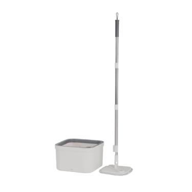 Imagem de Esfregão Auto-Limpante Mop Giratório Com Separação de Água Cabo desmontável e extensível Sem Esforço Físico Ou - Bege