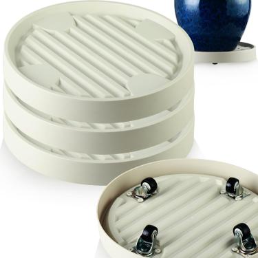 Imagem de Pacote com 4 suportes para plantas grandes de 25,4 cm com rodas ocultas, suporte para plantas com rodinhas, pires de plantas resistentes com rodas, base de rolo de plástico com 4 rodízios invisíveis