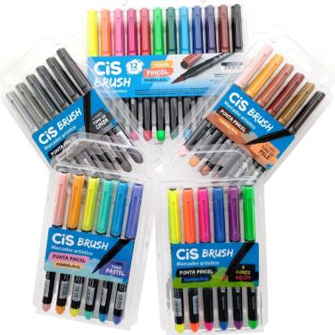 Imagem de Kit Marcador CiS Brush Ponta Pincel Aquarelável - 36 Cores
