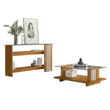 Imagem de Mesa de Centro e Aparador Ripado Fire Z10 Off White/Cinamomo - Mpozena