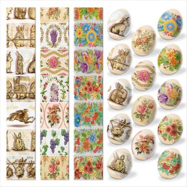 Imagem de Conjunto de 21 peças de envoltório de ovos de Páscoa – envoltórios térmicos para ovos de Páscoa com estampas – Embalagens tradicionais para ovos de Páscoa – Mangas para ovos de Páscoa para Pysanky