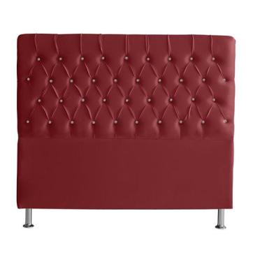 Imagem de Cabeceira De Cama Box Bella Casal 140 cm Suede Botão Cristal Vermelho 