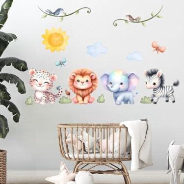 Imagem de Papel de Parede Adesivo Safari Infantil Animais da Selva Decoração Quarto Bebê Kids Removível