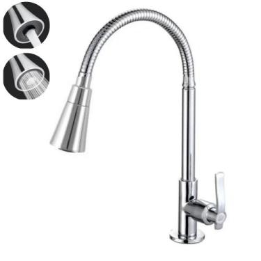 Imagem de Torneira Cozinha Pia Gourmet Mesa Flexível Em Metal Inox  - RADIASTE, 