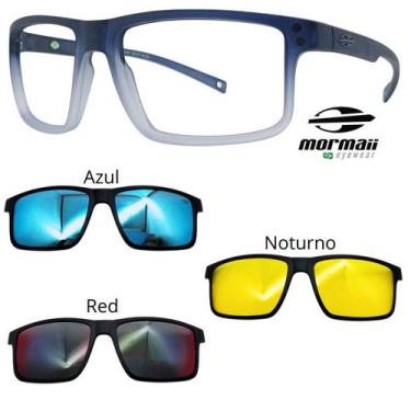 Imagem de Oculos Mormaii Swap 5 6127 DL6 Cinza Degrade Com 3 Clipons, Azul, Red,