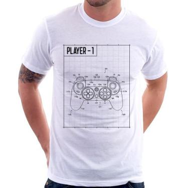 Imagem de Camiseta Player 1 Controle Joystick - Foca na Moda, Branco, M