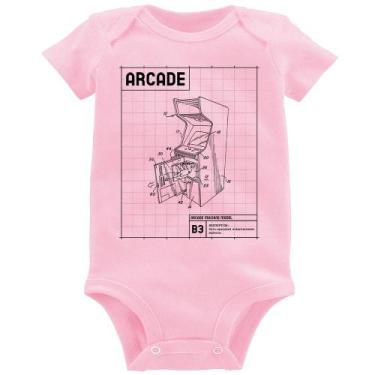Imagem de Body Bebê Arcade Fliperama Projeto - Foca na Moda, Rosa bebê, P