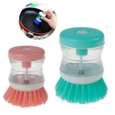 Imagem de Kit 2 Escovas De Lava Louças Com Recipiente Para Detergente T.House - 