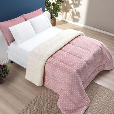 Imagem de Edredom Coberdrom Romantico Poá Queen Sherpa E Manta Flannel