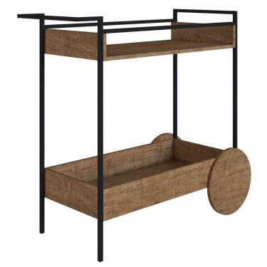 Imagem de Carrinho Bar 2 Caixas Com Rodízios Steel Quadra Vermont Base Preta