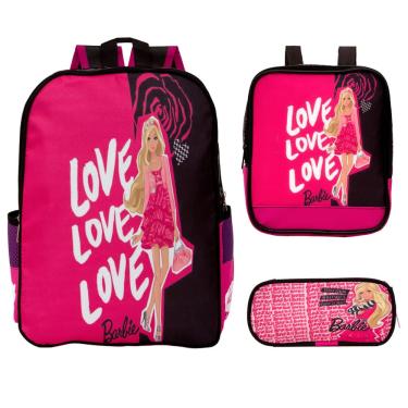 Imagem de Kit Escolar Infantil Mochila de Costas Barbie Rosa Meninas