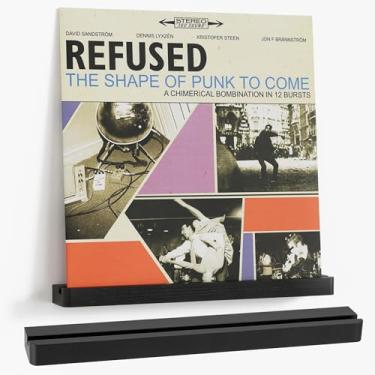 Imagem de Axeman Suporte de parede de prateleira de disco de vinil de madeira, prateleiras flutuantes para LPs, CD, suporte de álbum, borda de madeira elegante para armazenamento de discos de vinil, decoração