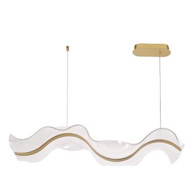 Imagem de Pendente sinuous linear ondulado metal dourado vidro transp