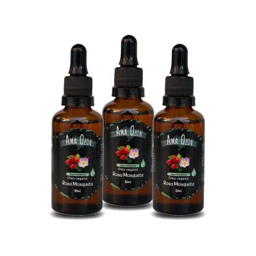 Imagem de Kit 3 Unid Óleo Puro Vegetal Rosa Mosqueta Clareador Amaozon