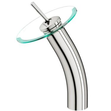 Imagem de Torneira Vidro Redondo Misturador Cascata Alta Pia Banheiro