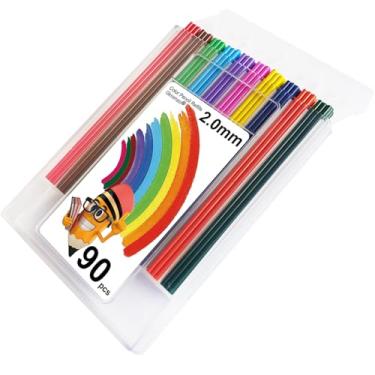 Imagem de Pacote com 90 refis de grafite de lápis de cor de 2,0 mm, 10 cores vibrantes – núcleo resistente à quebra, ajuste universal para todos os lápis mecânicos de 2 mm, perfeito para arte, esboço, livros de