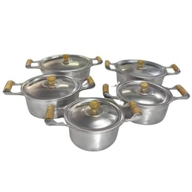 Imagem de Jogo de Panelas Alumínio Batido Fundido 5 Peças Polida Grossa com Tampa de Alumínio