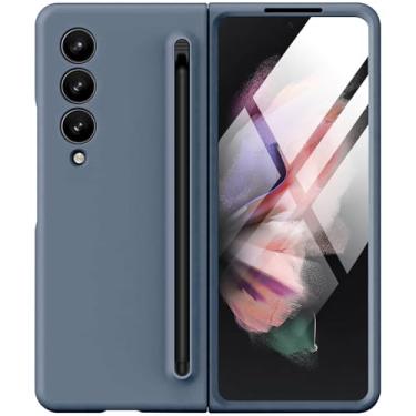 Imagem de Capa protetora à prova de choque para Samsung Galaxy Z Fold 3 com caneta S Pen e protetor de tela integrado, compatível com carregamento sem fio MagSafe, capa protetora à prova de choque para Samsung