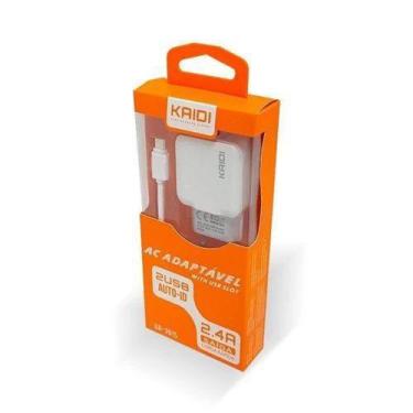 Imagem de Carregador Fonte Kaide 2 Usb + Cabo Usb Tipo C Turbo Padrao Branco - K