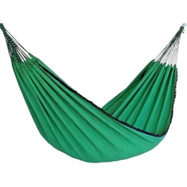 Imagem de Rede De Descanso Dormir Balanço Casal Reforçada Grande 4m x 1,4m - Ideal Para Camping, Hotel, Praia, Acampamento, Jardim, Varanda, Sítio, Chácara, Apartamento, Viagem (Verde Mesclado Sem Varanda)